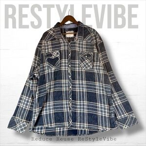 BKE Men’s Size 4XL Shirt Plaid Athletic Fit Button Down Snap Close Long Sleeve